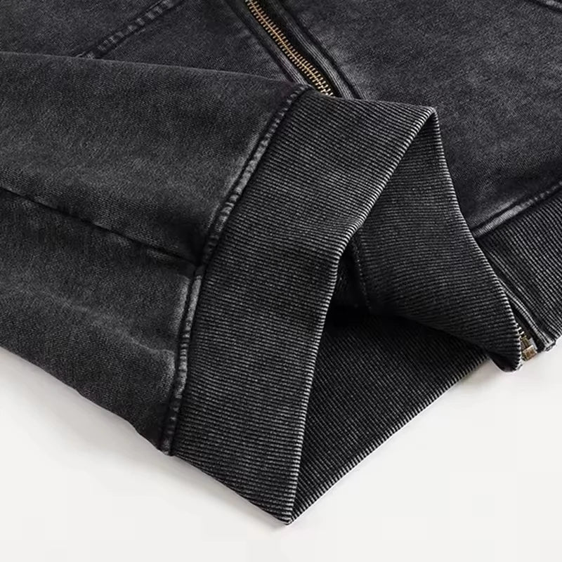Men Zip up Vintage Washed Hoodie Heavy Weight French Terry Blank Oversized Custom Hoodie Sweatshirt Streetwear Unisex