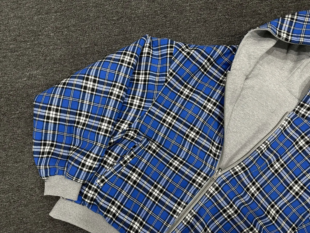 2025 New Oversized Reversible Hoodie High Quality Luxury Designer Clothing Cotton Hoodie with Plaid Lining Sweatshirt Streetwear