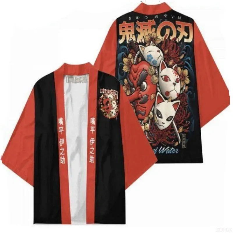 Demon Annihilation Blade Kimono Cloak Mido Bean Charcoal Jiro Butterfly Ninja Cardigan Five Sleeve Feather Weaving Daoist Robe