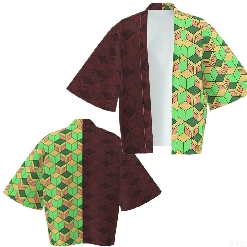 Demon Killer Cartoon Kimono Style Jacket Anime Cape Half Sleeve Cardigan