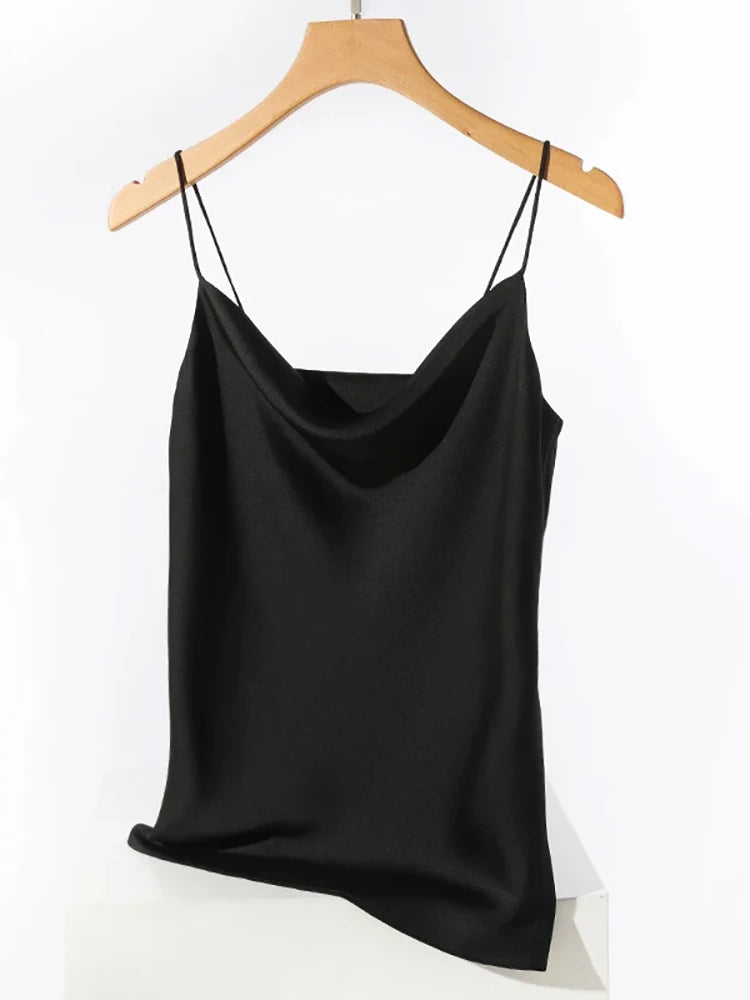 AOSSVIAO Satin Silk Tank Tops Female 2025 Summer Sexy Strap Basic Spaghetti Strap Tops Women Sleeveless Camisole Camis Vest