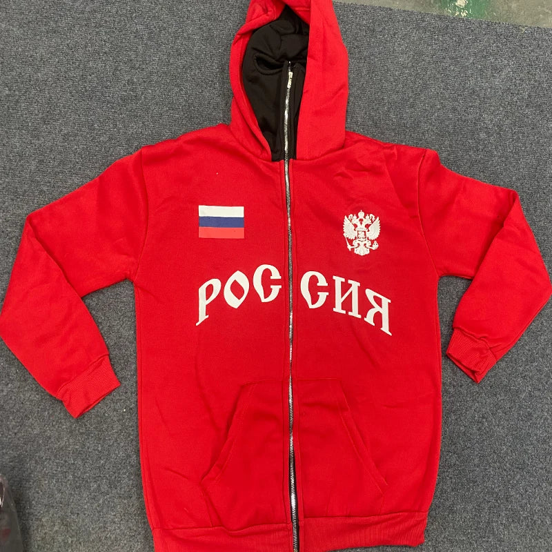 Popular Gothic Hip-hop Men Coat New Autumn Winter 2000s Zipper Letter Printing Design Unisex Hoodie Casual Loose Women Streetwea