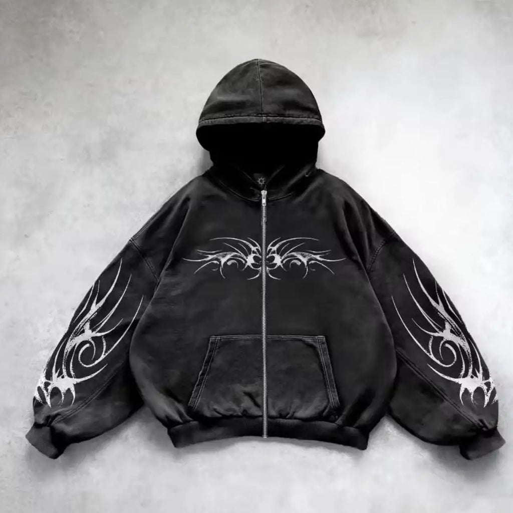 SIRI New Hip-hop Trend Zipper Hoodie Female Street Casual Loose Joker Retro Sweatshirt Y2K Unisex Fleece Padded Warm Hoodie
