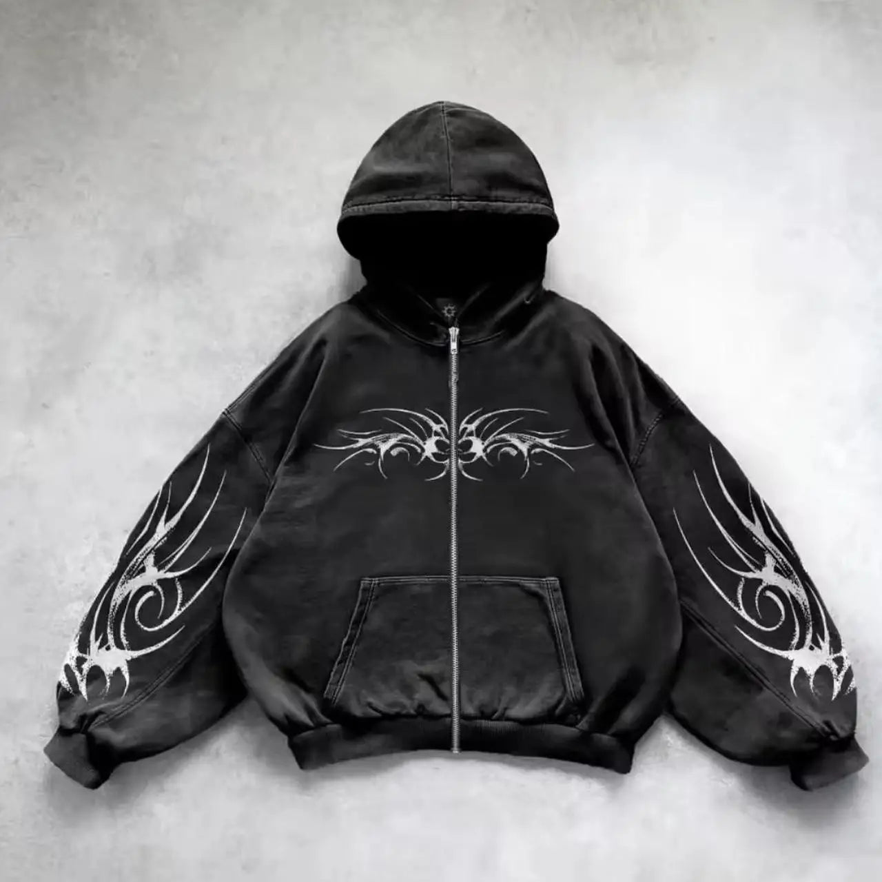 SIRI New Hip-hop Trend Zipper Hoodie Female Street Casual Loose Joker Retro Sweatshirt Y2K Unisex Fleece Padded Warm Hoodie