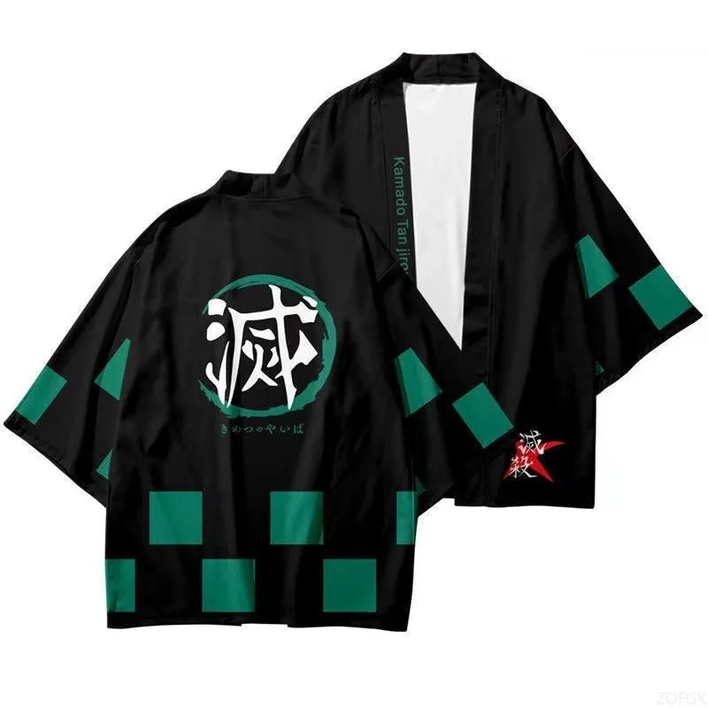 Demon Annihilation Blade Kimono Cloak Mido Bean Charcoal Jiro Butterfly Ninja Cardigan Five Sleeve Feather Weaving Daoist Robe
