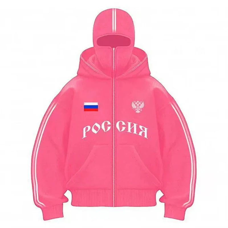 Popular Gothic Hip-hop Men Coat New Autumn Winter 2000s Zipper Letter Printing Design Unisex Hoodie Casual Loose Women Streetwea