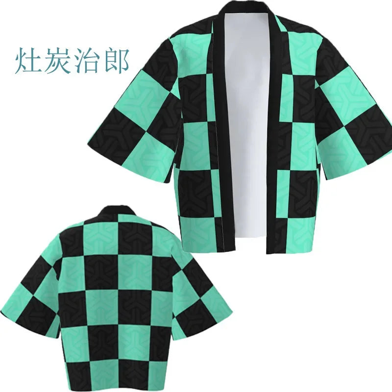 Demon Killer Cartoon Kimono Style Jacket Anime Cape Half Sleeve Cardigan