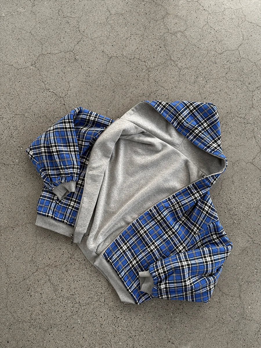 2025 New Oversized Reversible Hoodie High Quality Luxury Designer Clothing Cotton Hoodie with Plaid Lining Sweatshirt Streetwear