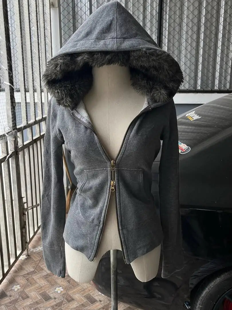 SIRI New Hip-hop Trend Zipper Hoodie Female Street Casual Loose Joker Retro Sweatshirt Y2K Unisex Fleece Padded Warm Hoodie