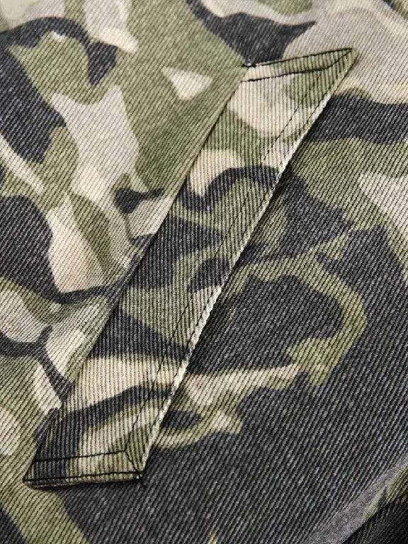 Autumn Winter Retro Y2K Army Green Rose Camouflage Plus Velvet Hoodie Women Floral Camouflage Zipper Jacket Faux Fur Trim Street