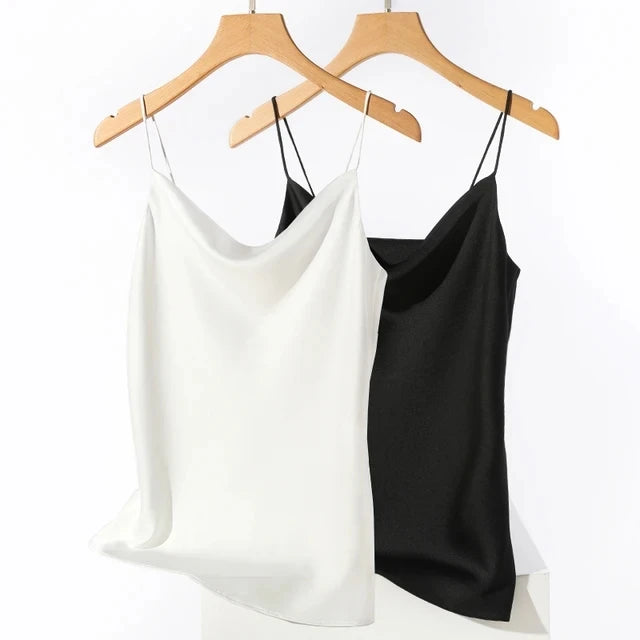 AOSSVIAO Satin Silk Tank Tops Female 2025 Summer Sexy Strap Basic Spaghetti Strap Tops Women Sleeveless Camisole Camis Vest