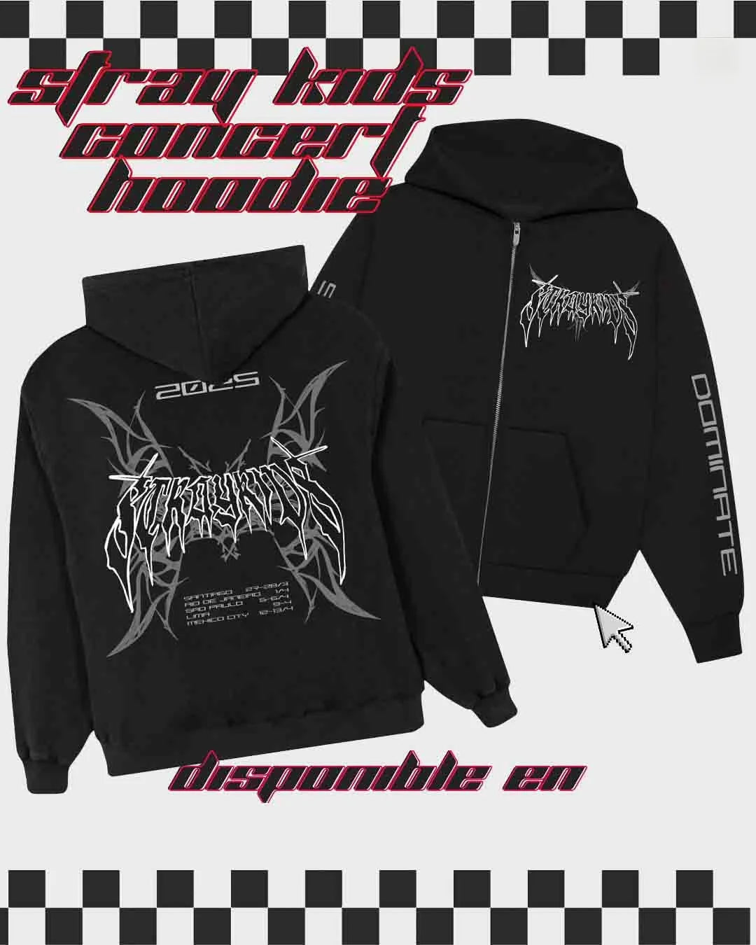Dominate Tour New SKZ Zip Hoodie V-Ne Sweatirt Cusizable Regular Thin Cotton Polyester Blend Cardigan Sweater