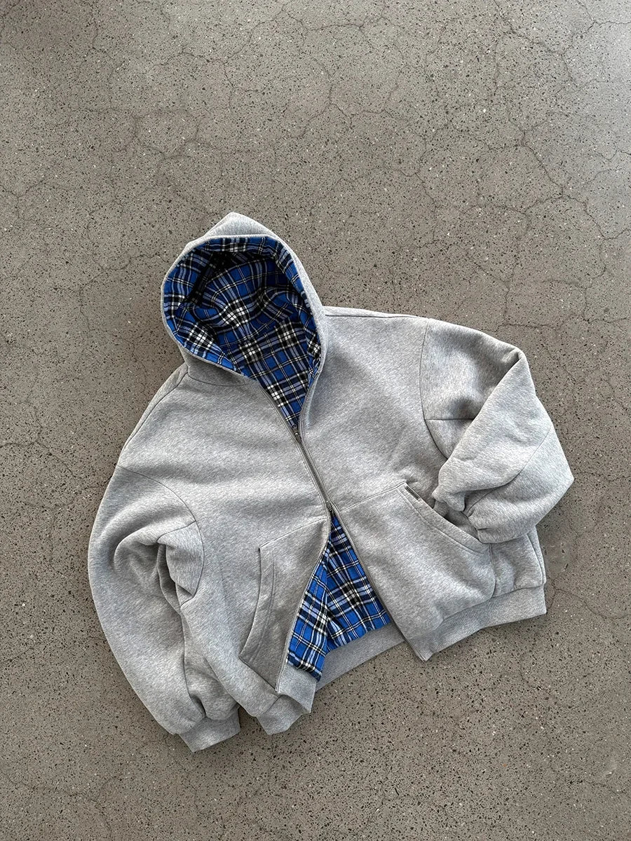 2025 New Oversized Reversible Hoodie High Quality Luxury Designer Clothing Cotton Hoodie with Plaid Lining Sweatshirt Streetwear