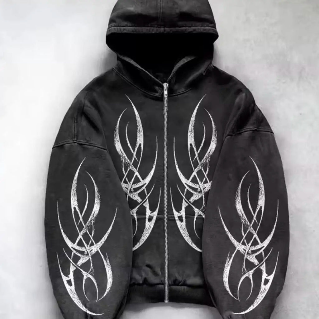 SIRI New Hip-hop Trend Zipper Hoodie Female Street Casual Loose Joker Retro Sweatshirt Y2K Unisex Fleece Padded Warm Hoodie