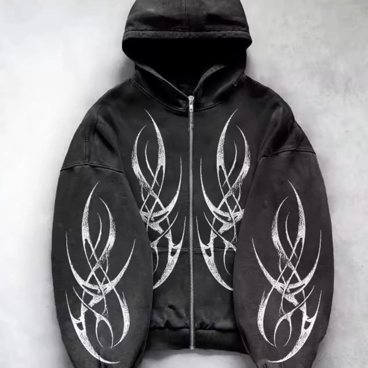 SIRI New Hip-hop Trend Zipper Hoodie Female Street Casual Loose Joker Retro Sweatshirt Y2K Unisex Fleece Padded Warm Hoodie