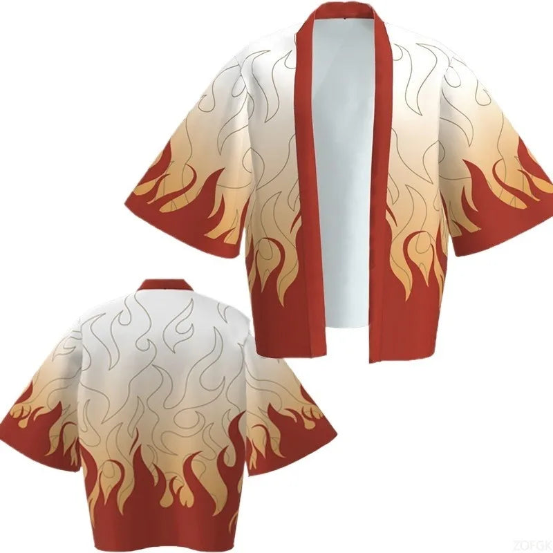 Demon Killer Cartoon Kimono Style Jacket Anime Cape Half Sleeve Cardigan