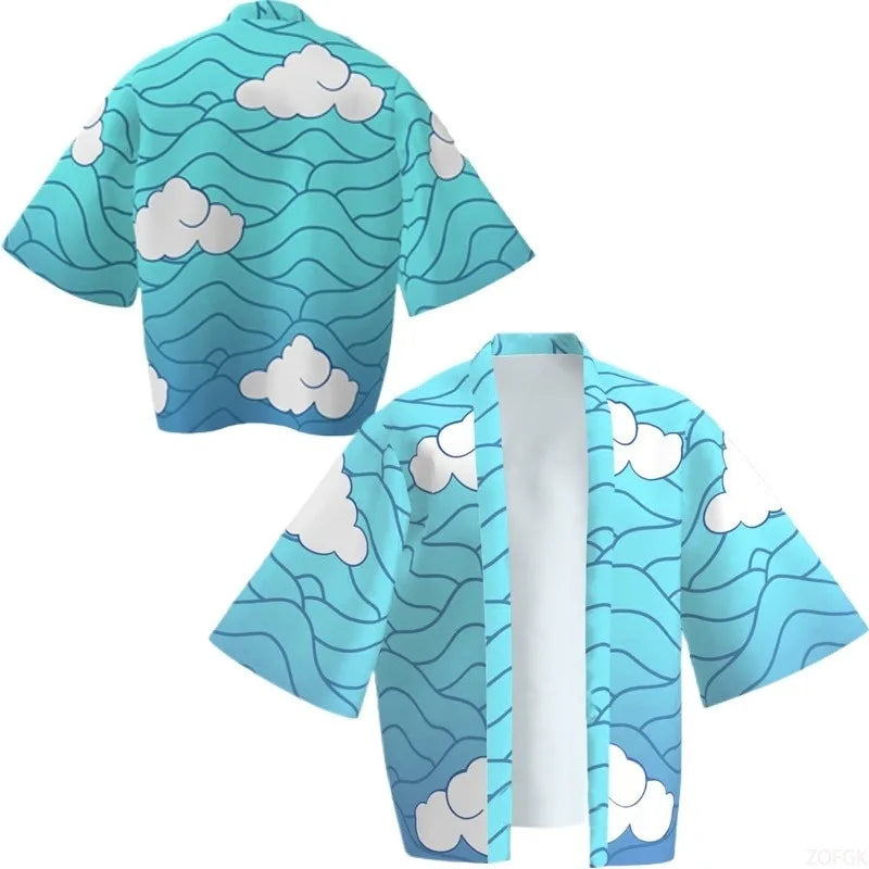 Demon Killer Cartoon Kimono Style Jacket Anime Cape Half Sleeve Cardigan