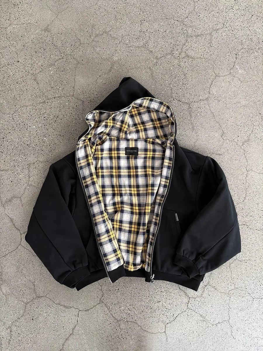 2025 New Oversized Reversible Hoodie High Quality Luxury Designer Clothing Cotton Hoodie with Plaid Lining Sweatshirt Streetwear