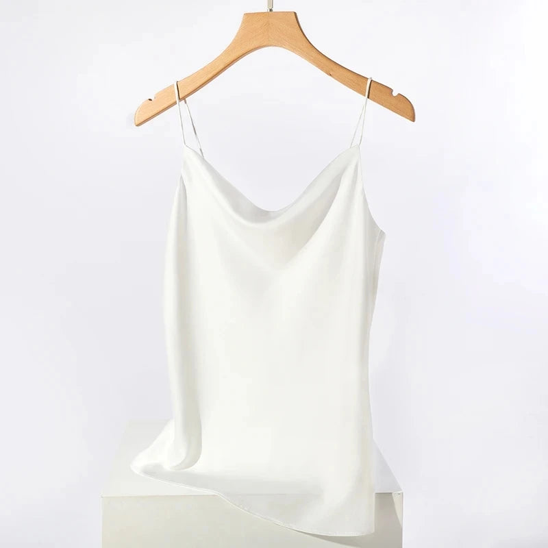 AOSSVIAO Satin Silk Tank Tops Female 2025 Summer Sexy Strap Basic Spaghetti Strap Tops Women Sleeveless Camisole Camis Vest