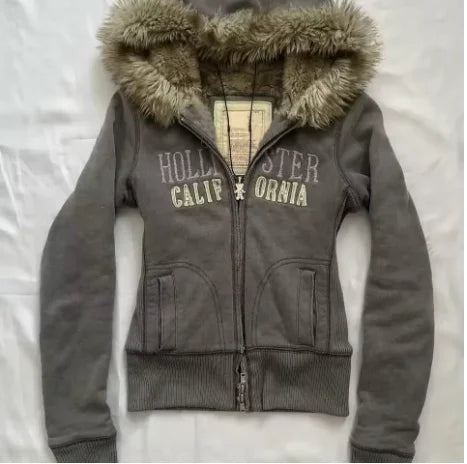 SIRI New Hip-hop Trend Zipper Hoodie Female Street Casual Loose Joker Retro Sweatshirt Y2K Unisex Fleece Padded Warm Hoodie