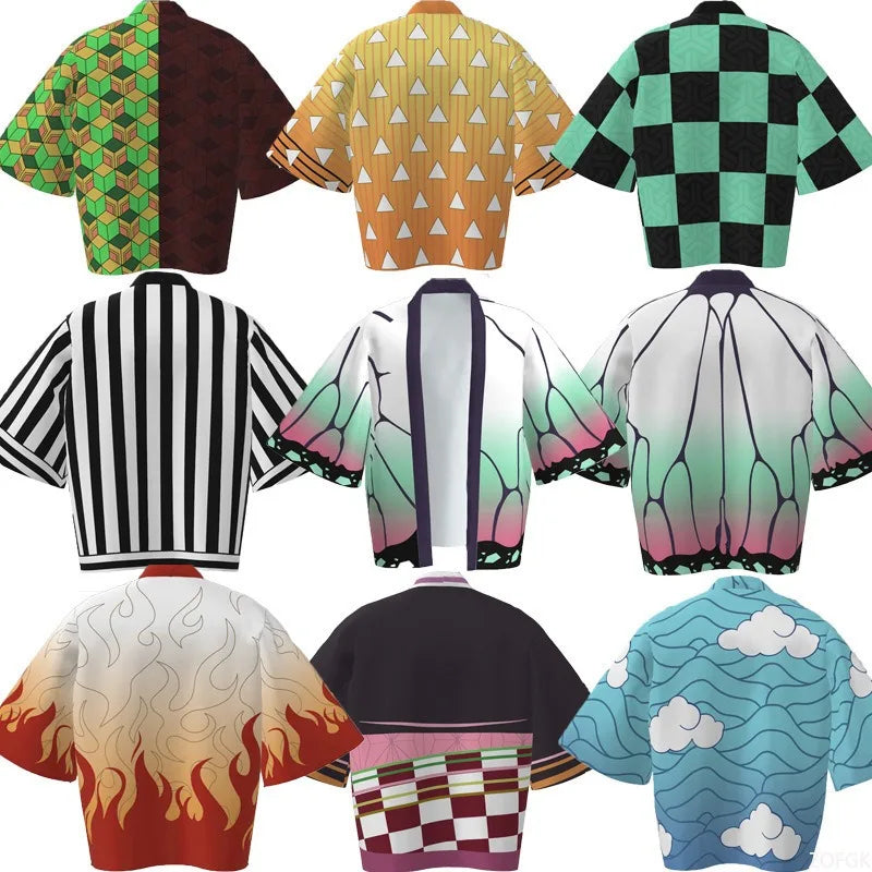 Demon Killer Cartoon Kimono Style Jacket Anime Cape Half Sleeve Cardigan