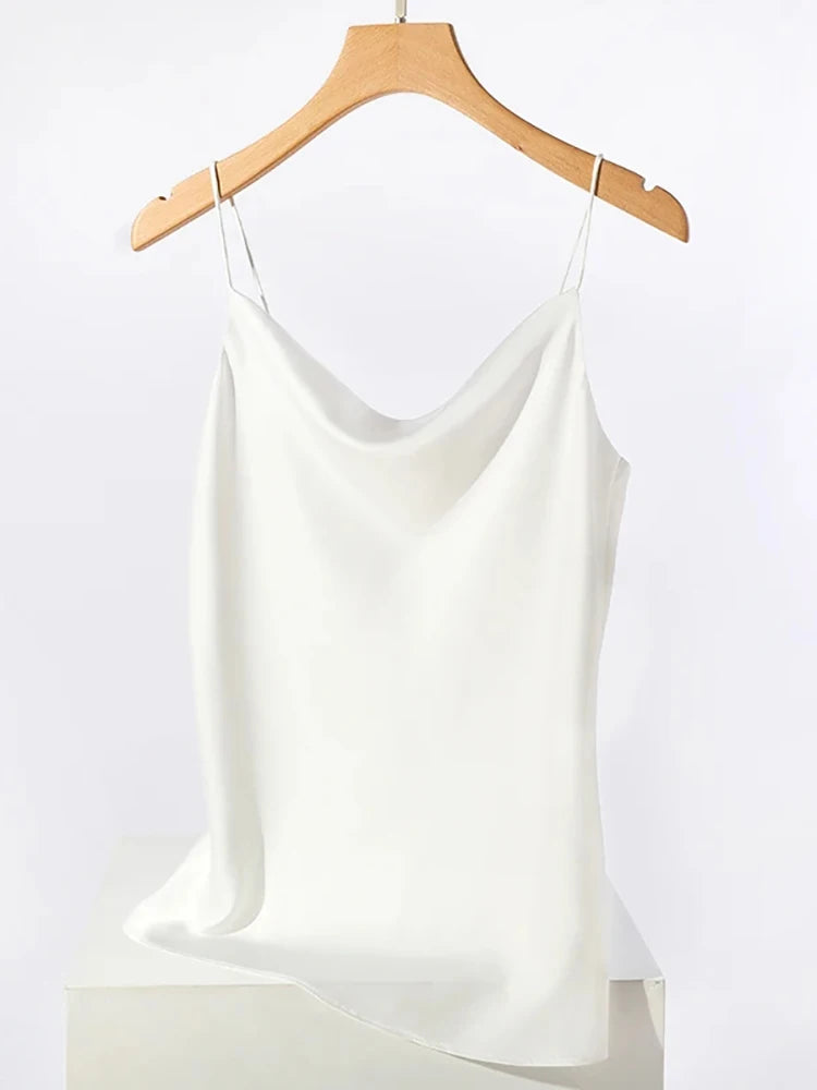 AOSSVIAO Satin Silk Tank Tops Female 2025 Summer Sexy Strap Basic Spaghetti Strap Tops Women Sleeveless Camisole Camis Vest