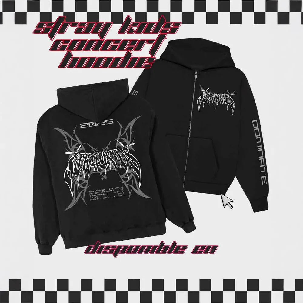 Dominate Tour New SKZ Zip Hoodie V-Ne Sweatirt Cusizable Regular Thin Cotton Polyester Blend Cardigan Sweater