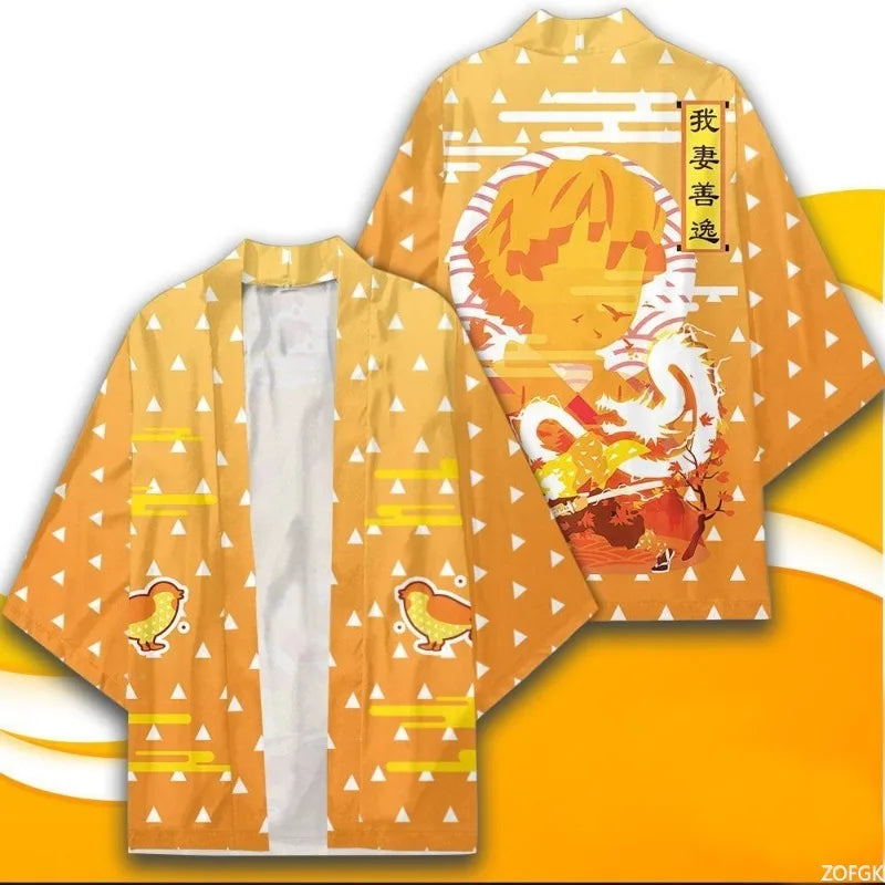 Demon Annihilation Blade Kimono Cloak Mido Bean Charcoal Jiro Butterfly Ninja Cardigan Five Sleeve Feather Weaving Daoist Robe