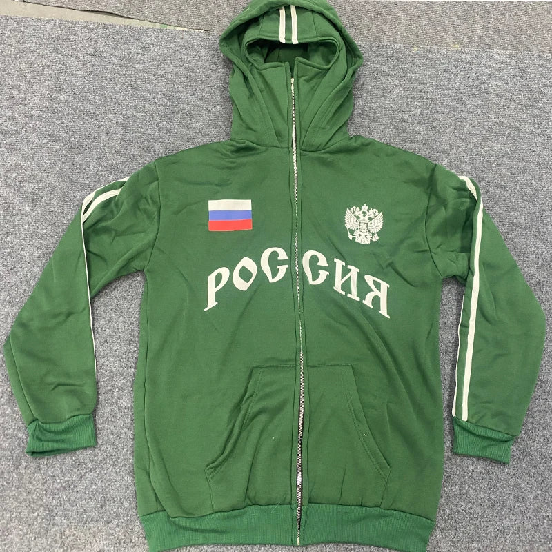 Popular Gothic Hip-hop Men Coat New Autumn Winter 2000s Zipper Letter Printing Design Unisex Hoodie Casual Loose Women Streetwea
