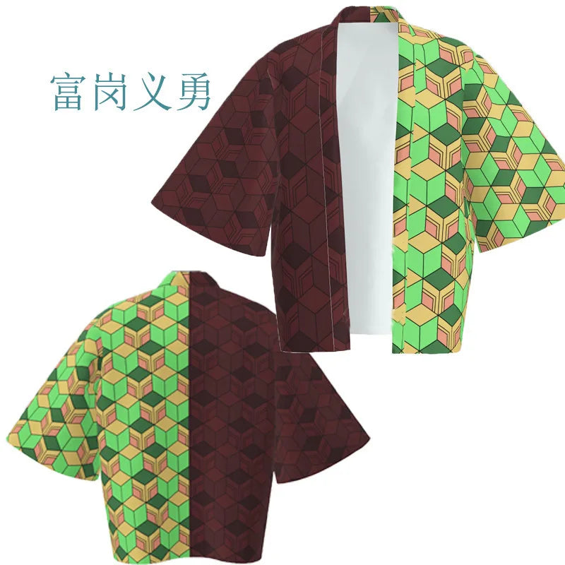 Demon Killer Cartoon Kimono Style Jacket Anime Cape Half Sleeve Cardigan