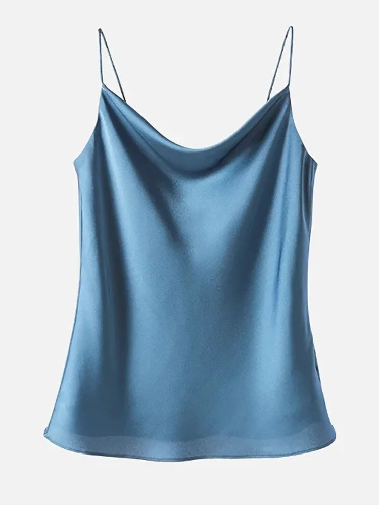 AOSSVIAO Satin Silk Tank Tops Female 2025 Summer Sexy Strap Basic Spaghetti Strap Tops Women Sleeveless Camisole Camis Vest