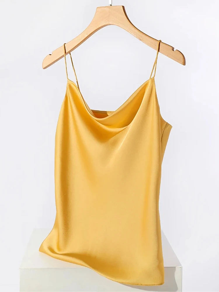 AOSSVIAO Satin Silk Tank Tops Female 2025 Summer Sexy Strap Basic Spaghetti Strap Tops Women Sleeveless Camisole Camis Vest