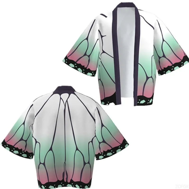 Demon Killer Cartoon Kimono Style Jacket Anime Cape Half Sleeve Cardigan