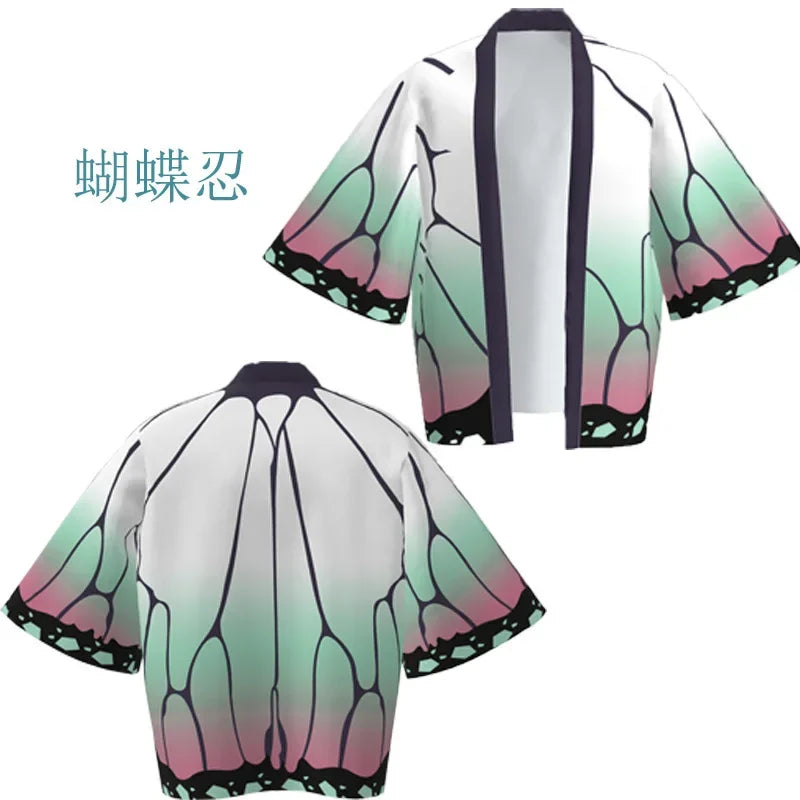 Demon Killer Cartoon Kimono Style Jacket Anime Cape Half Sleeve Cardigan