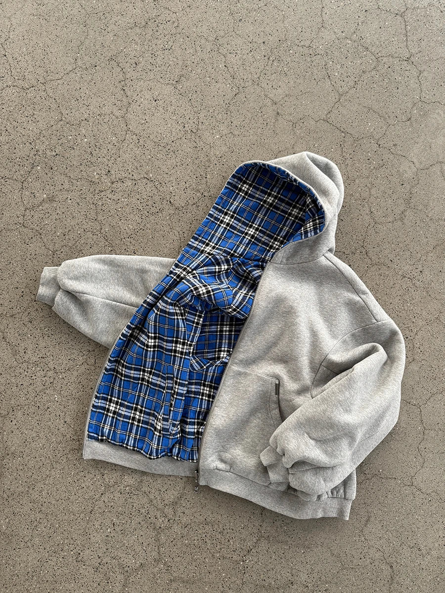 2025 New Oversized Reversible Hoodie High Quality Luxury Designer Clothing Cotton Hoodie with Plaid Lining Sweatshirt Streetwear