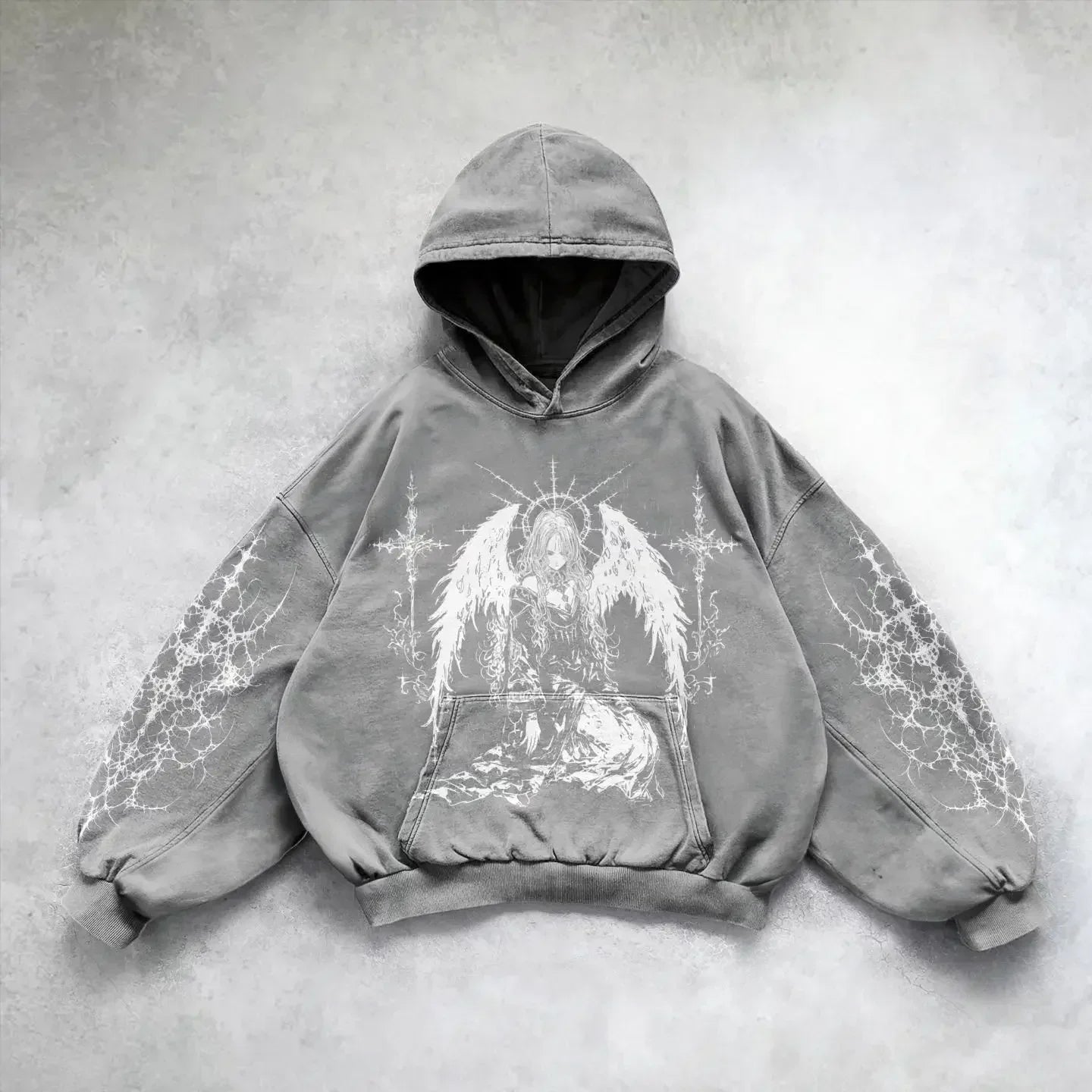 Harajuku goddess print hoodies women goth new couples goth hoodie skull y2k tops oversized sweatshirt streetwear gothic clothes