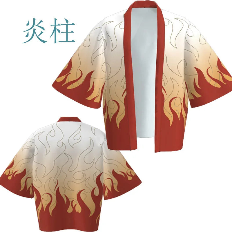 Demon Killer Cartoon Kimono Style Jacket Anime Cape Half Sleeve Cardigan