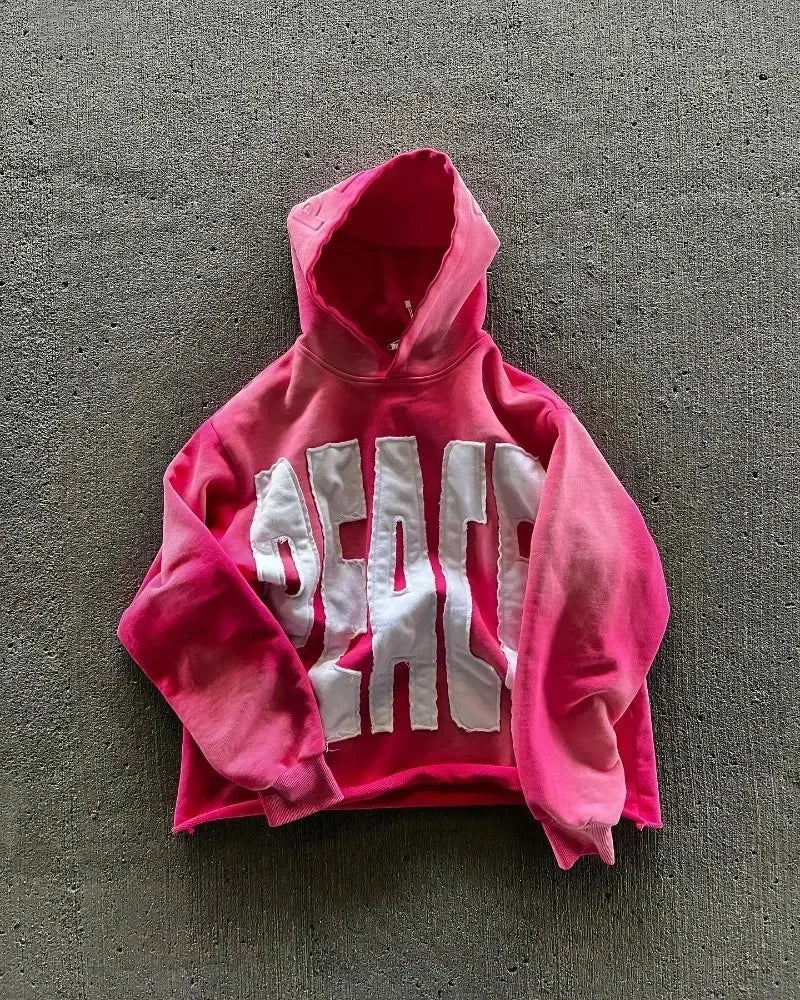 Y2K New Harajuku Plum Tree Embroidered Oversized Pink Zipper Hoodies For Men and Women Gothic Fashion Retro Street Sweatshirts