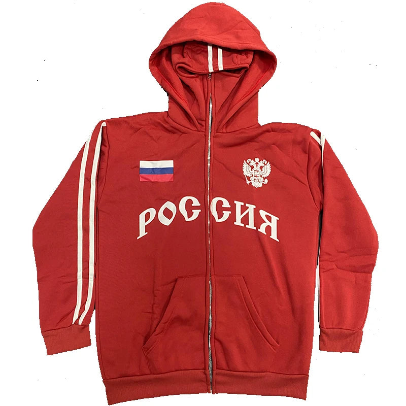 Popular Gothic Hip-hop Men Coat New Autumn Winter 2000s Zipper Letter Printing Design Unisex Hoodie Casual Loose Women Streetwea