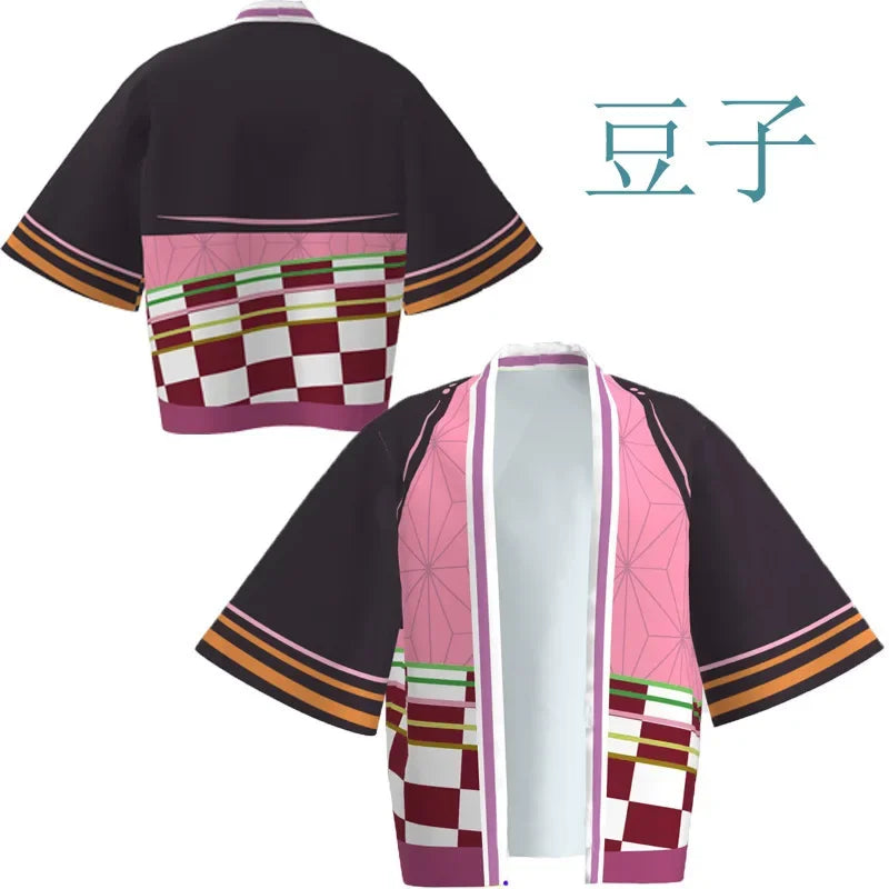 Demon Killer Cartoon Kimono Style Jacket Anime Cape Half Sleeve Cardigan