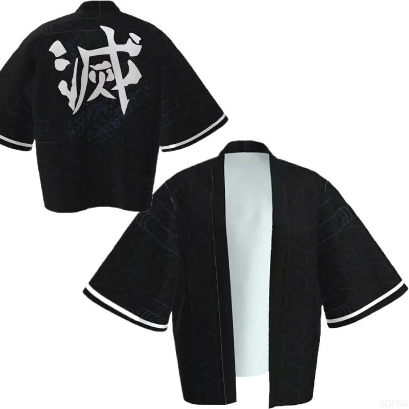 Demon Killer Cartoon Kimono Style Jacket Anime Cape Half Sleeve Cardigan