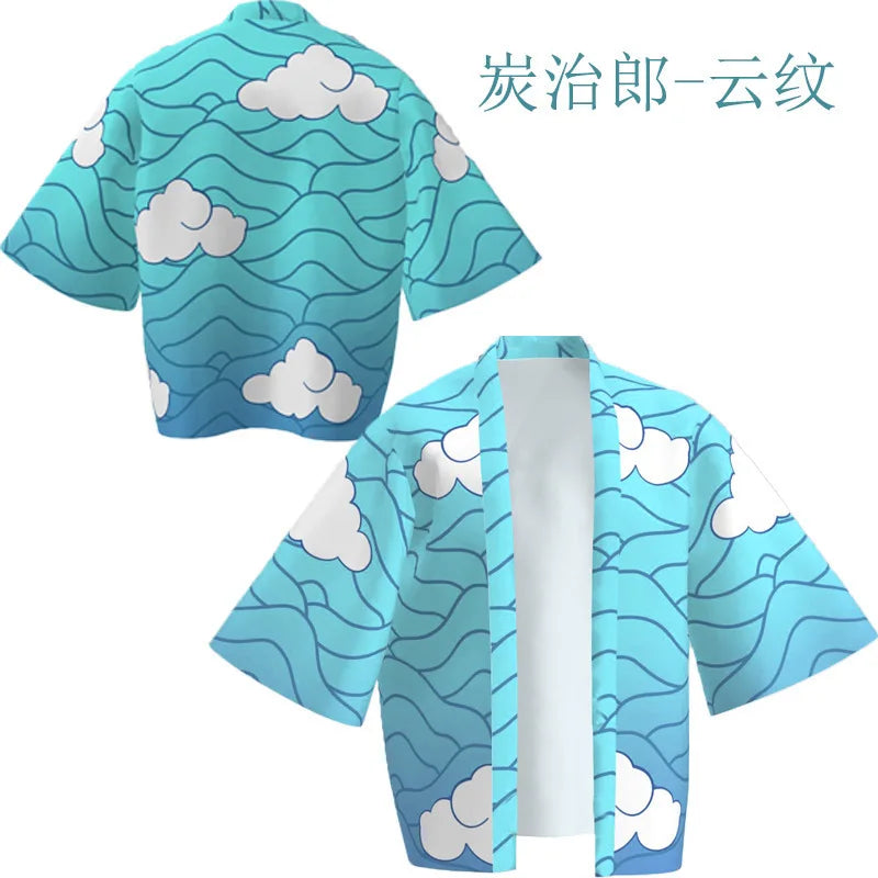 Demon Killer Cartoon Kimono Style Jacket Anime Cape Half Sleeve Cardigan
