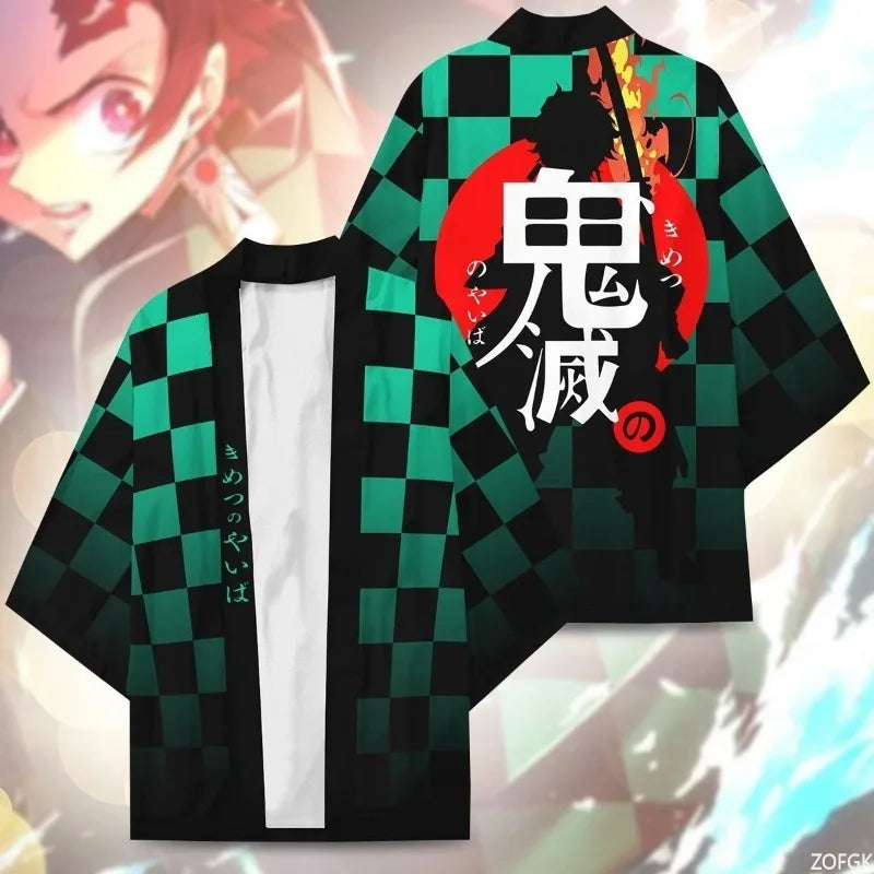 Demon Annihilation Blade Kimono Cloak Mido Bean Charcoal Jiro Butterfly Ninja Cardigan Five Sleeve Feather Weaving Daoist Robe