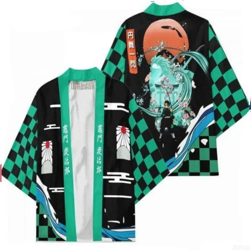 Demon Annihilation Blade Kimono Cloak Mido Bean Charcoal Jiro Butterfly Ninja Cardigan Five Sleeve Feather Weaving Daoist Robe