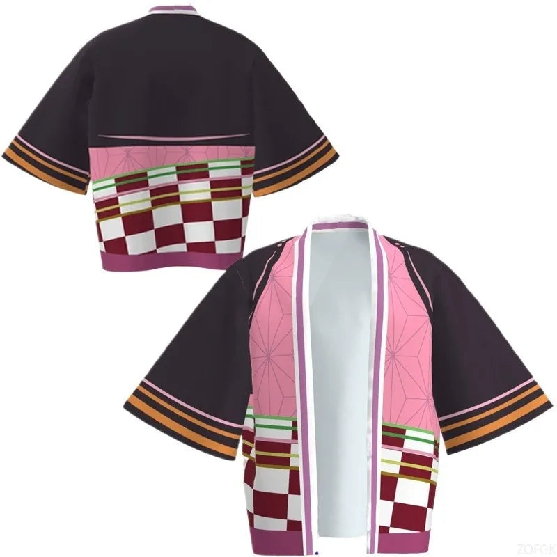 Demon Killer Cartoon Kimono Style Jacket Anime Cape Half Sleeve Cardigan
